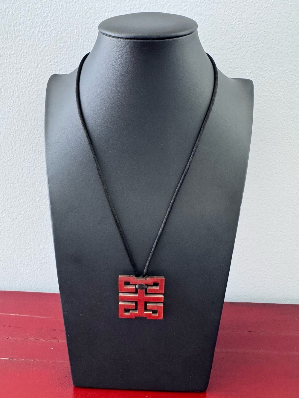Givenchy Red Geometric Pendant Necklace